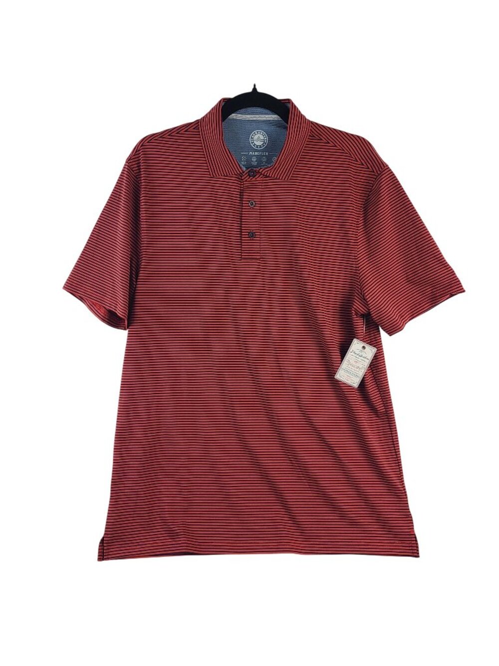 NEW Flag & Anthem Madeflex Navy & Red Striped Polo Shirt Sz M Moisture Wicking